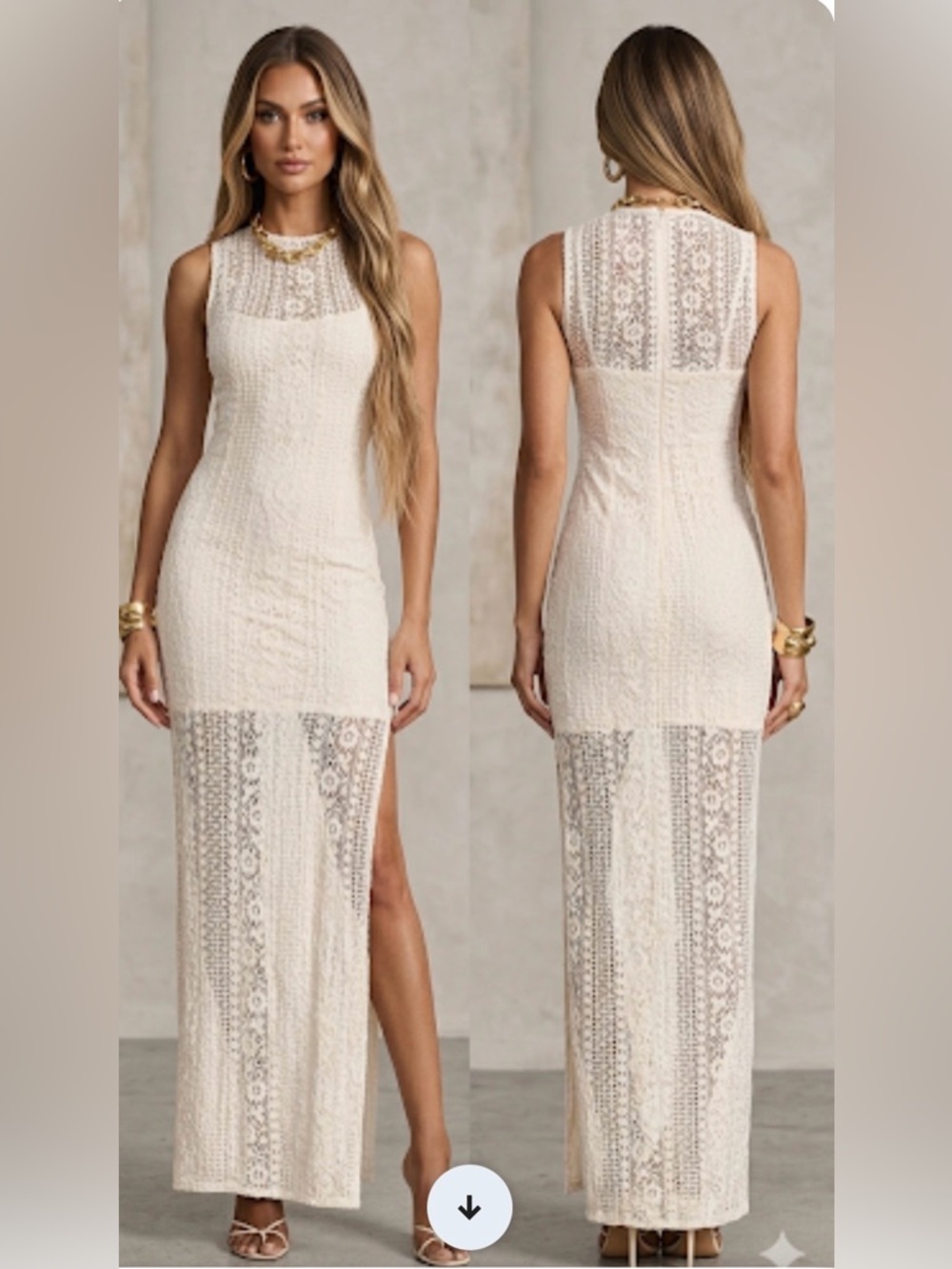 L'Academie Cream Lace Maxi Dress